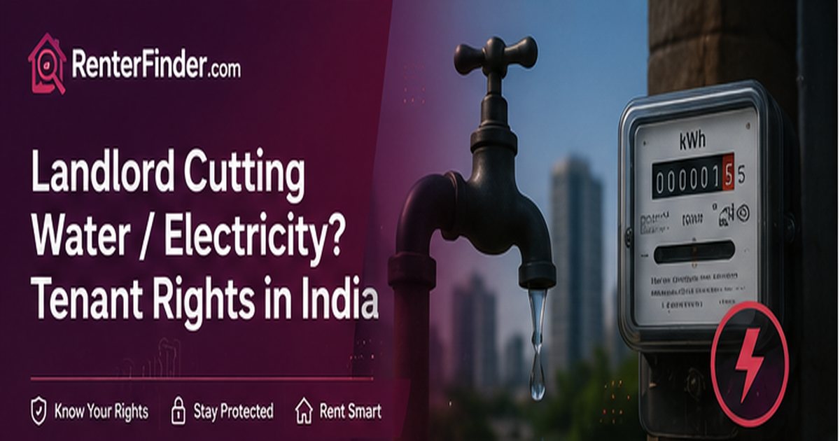 Indian tenant facing landlord utility disconnection - guide to water and electricity rights under Indian tenancy law and Model Tenancy Act 2021.