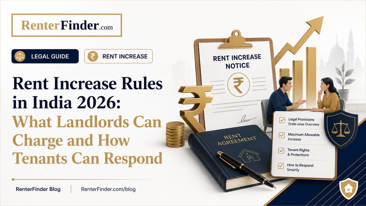 Indian landlord and tenant discussing rent increase rules in 2026 - state-wise rent hike caps, Model Tenancy Act limits, and how to negotiate fairly.