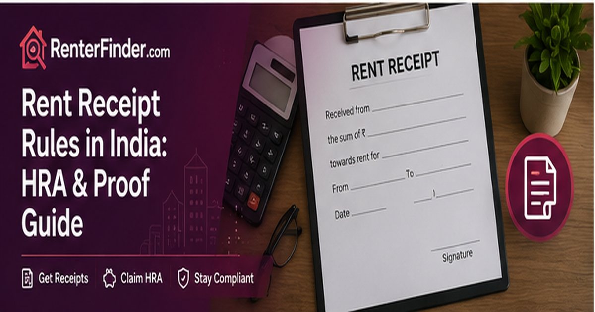 Rent receipt format and HRA proof guide for Indian tenants - RenterFinder 2026 guide covering landlord PAN requirements and revenue stamp rules.