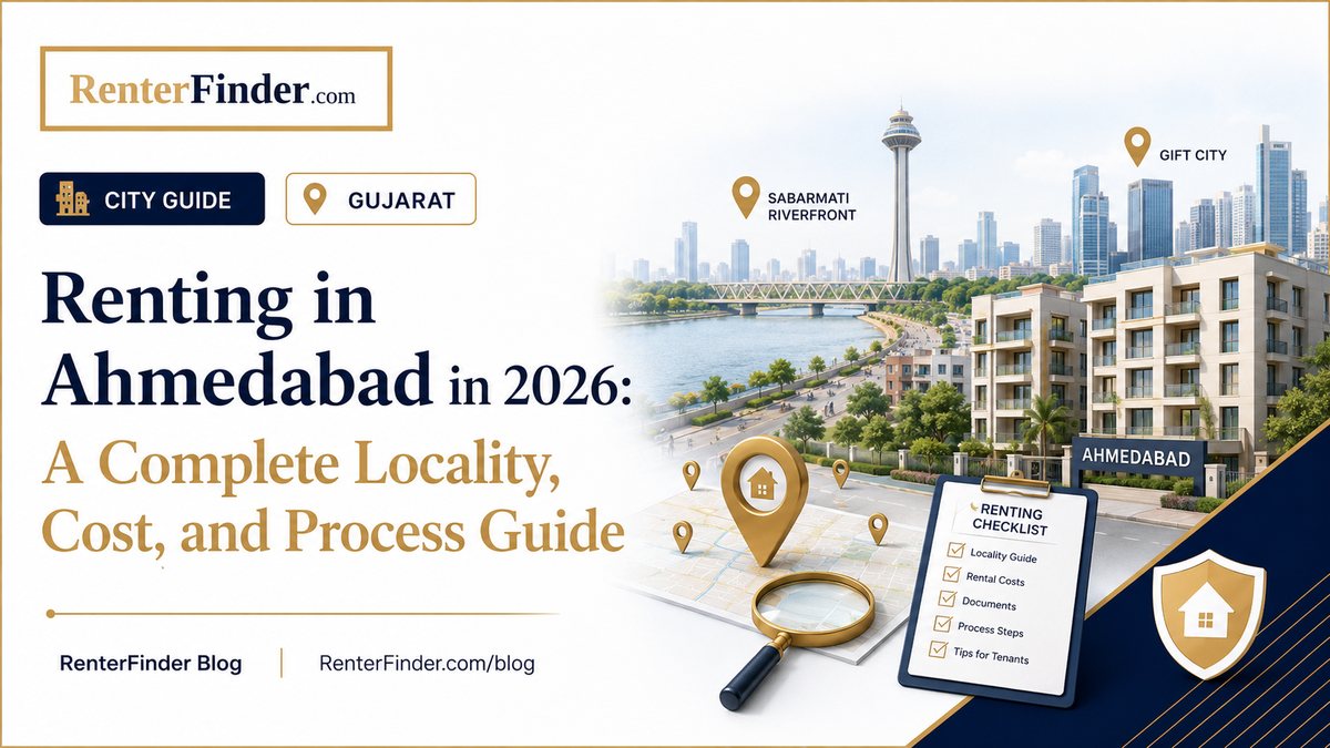 Ahmedabad cityscape in Gujarat, India - 2026 rental guide covering Satellite, SG Highway, Bodakdev, Maninagar, and other prime localities for tenants.