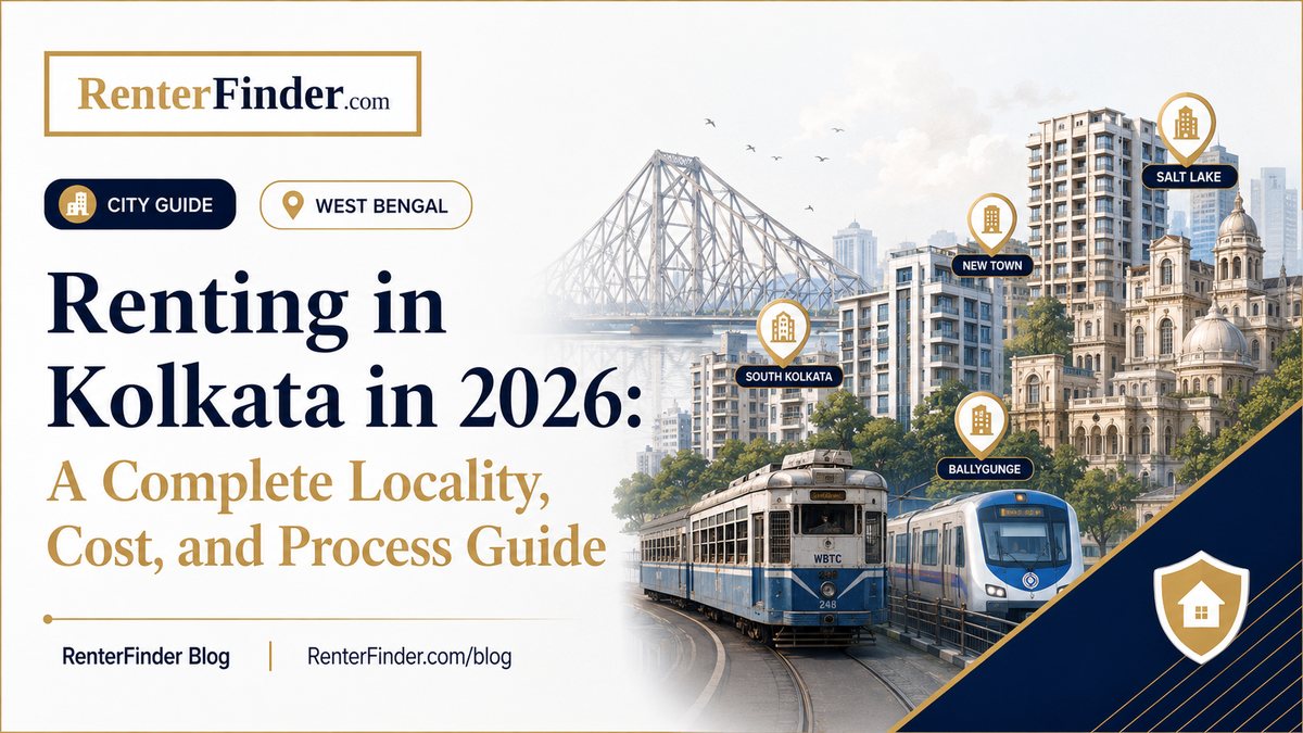 Kolkata cityscape in West Bengal, India - 2026 rental guide covering Salt Lake, New Town, Ballygunge, Park Street, and other prime localities.