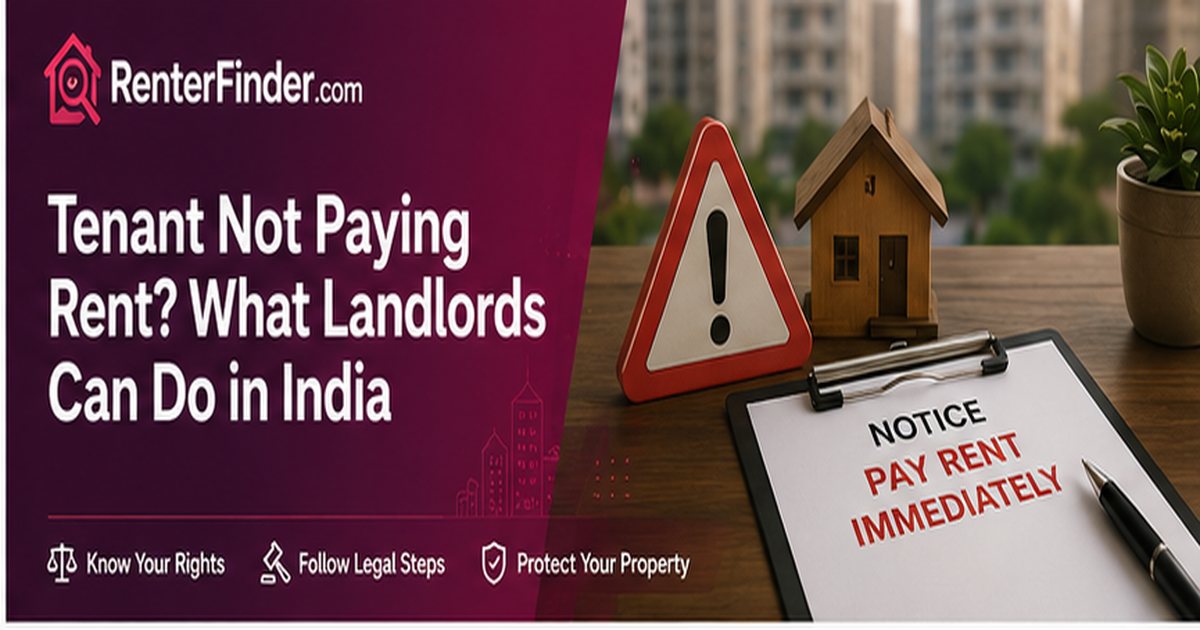 Indian landlord reviewing legal options when a tenant has stopped paying rent - RenterFinder 2026 guide to rent recovery.